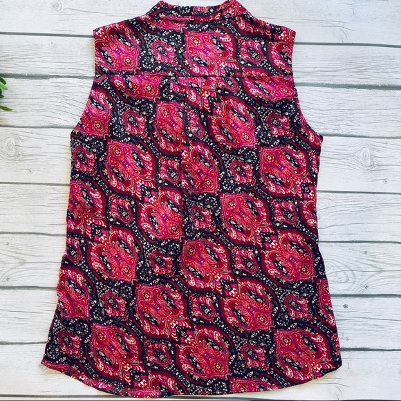 Anne Klein Printed Tie-Neck Top Sleeveless Blouse - Picture 4 of 6